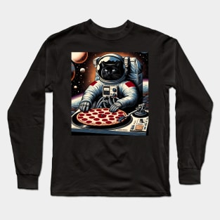 Dj Pizza Cat in Space Long Sleeve T-Shirt